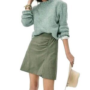 Anthropologie Roxanna Sueded Ruched A-Line Mini Skirt with Slit 4 Moss Green